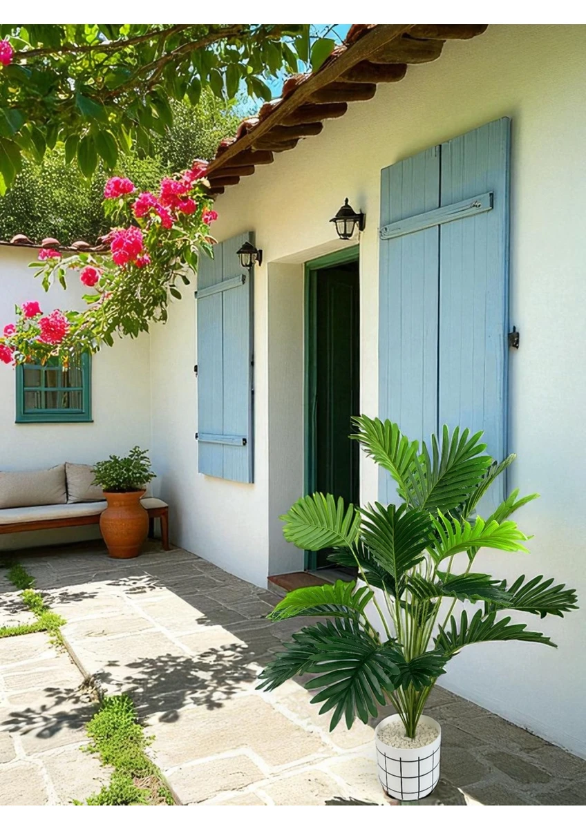 Yapay Ağaç Areka Palmiye 24 Yaprak 90CM Plastik Saksıda Yapay Salon Çiçeği Ev Dekorasyon Hediye Çiçek